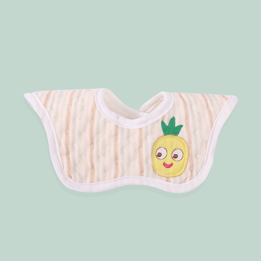 100% Yếm ăn bằng 100% cotton hình tròn chống thấm nước có thể điều chỉnh dễ thương dành cho trẻ em