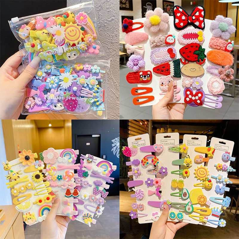 Bộ 14 Kẹp Tóc Màu Cầu Vồng Hoạt Hình Phong Cách Hàn Quốc Xinh Xắn Cho Bé Gái