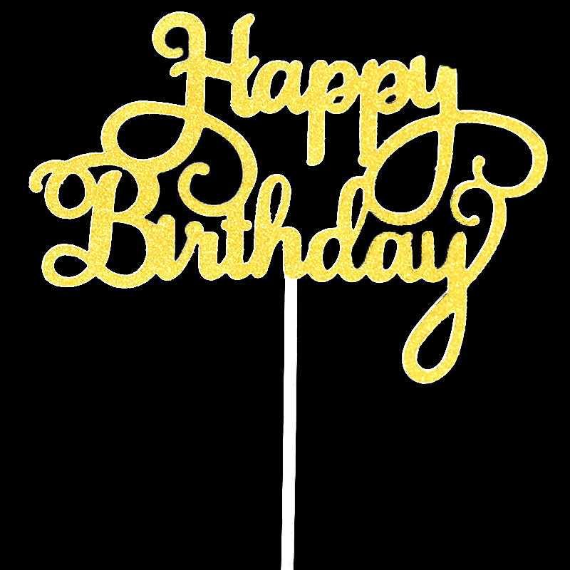 Que cắm trang trí bánh kem hình chữ Happy Birthday lấp lánh xinh xắn 5 màu sắc tùy chọn