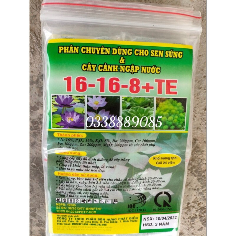 Phân Bón Chuyên Dùng Cho Cây Cảnh Ngập Nước Cây Thủy Sinh, Sen, súng.. 16-16-8 + TE, hàng có sẵn