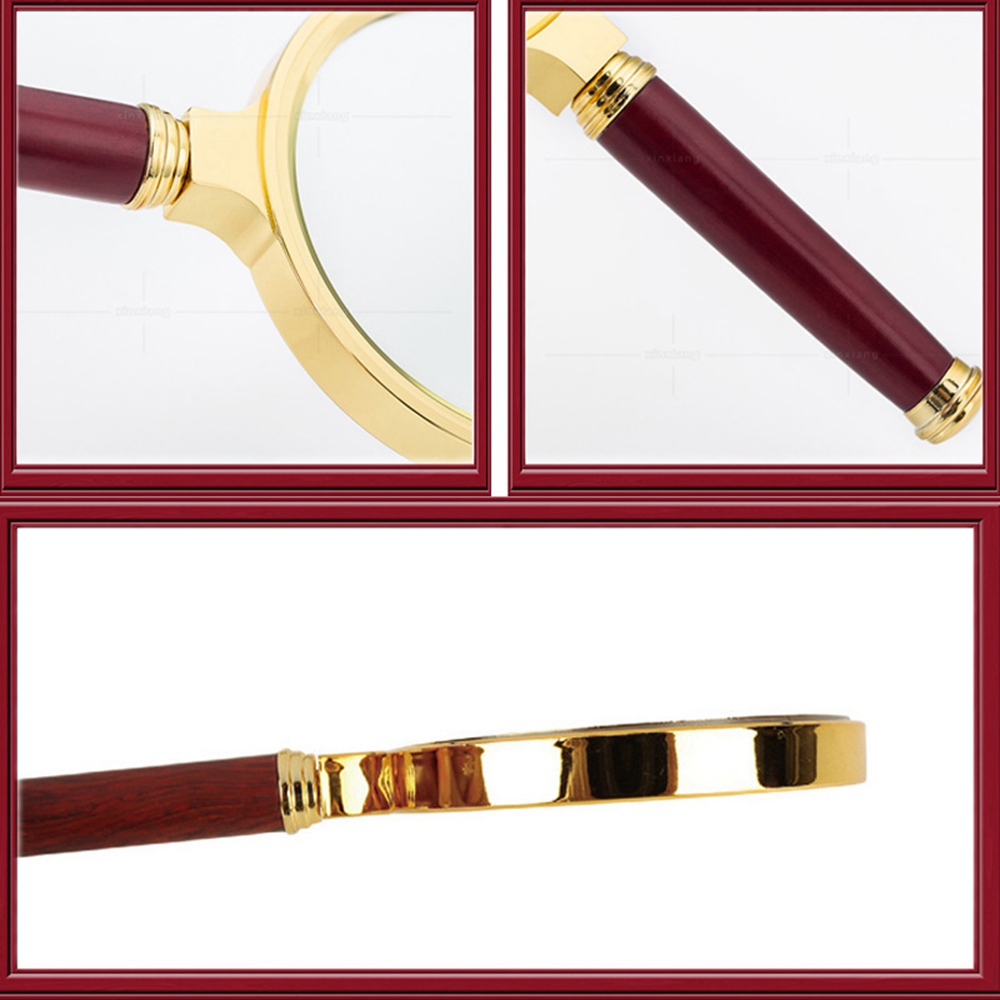 Kính lúp 10x 60mm / 70mm / 80mm / 90mm có tay cầm bằng gỗ tiện dụng