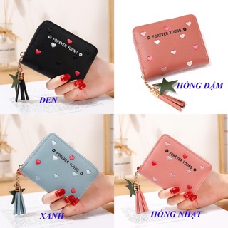 Ví nữ ngắn thêu tim (5 màu)