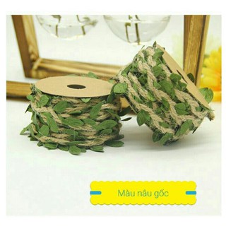 Cuộn 5m dây thừng lá xanh dày 2mm T76 Cuộn dây thừng lá xanh decor nhà cửa HGDT76