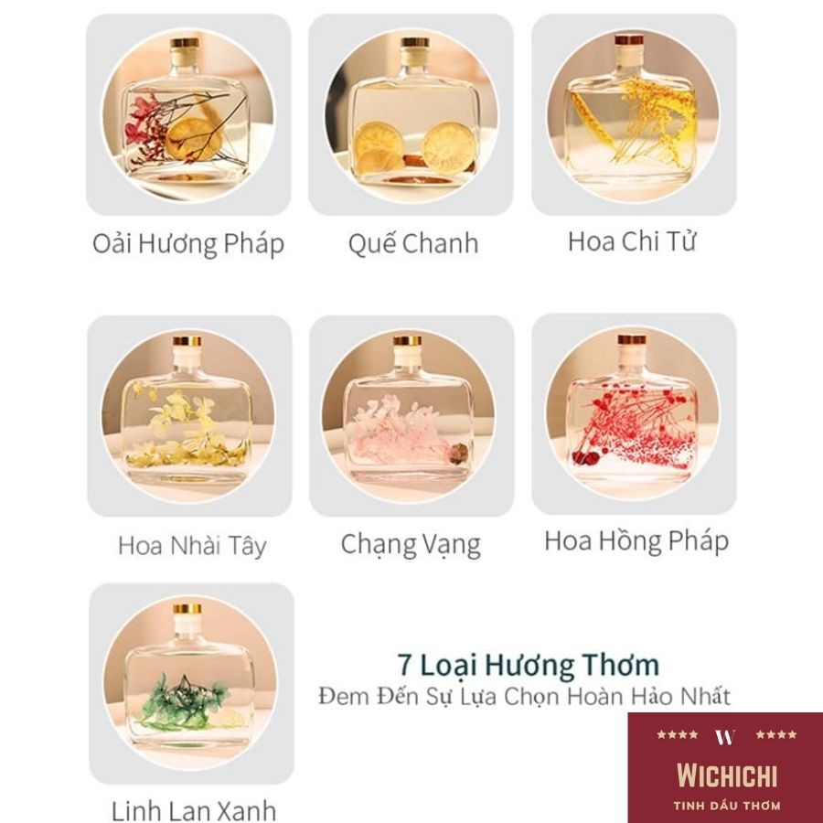 Tinh dầu thơm phòng WICHICHI tinh dầu thiên nhiên có que gỗ khuếch tán thơm phòng hương nước hoa để phòng ngủ khử mùi