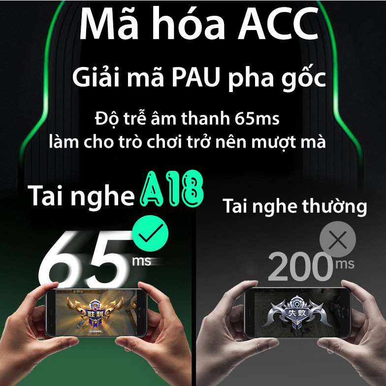 Tai nghe gaming bluetooth A18 độ trễ âm cực thấp tai nghe chơi game PUBG Free Fire chip PAU thích hợp cho game thủ