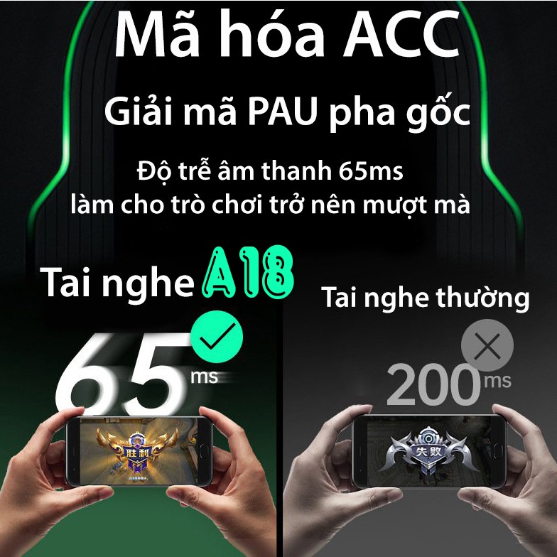 Tai nghe bluetooth gaming A18 không dây chơi game PUBG Free Fire chip PAU thích hợp iPhone Samsung ios android