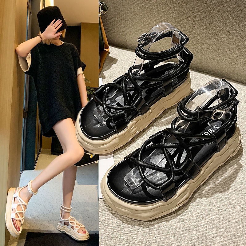 Hàng Mới Về Giày Sandal Đế Mềm Quai Chéo Thời Trang Mùa Hè Hàn Quốc Cho Nữ