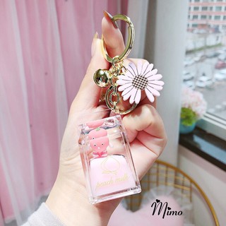 Móc khóa hình cốc trà sữa kèm hoa cúc mẫu mới dễ thương , sáng tạo chất liệu nhựa cứng trong siêu đẹp