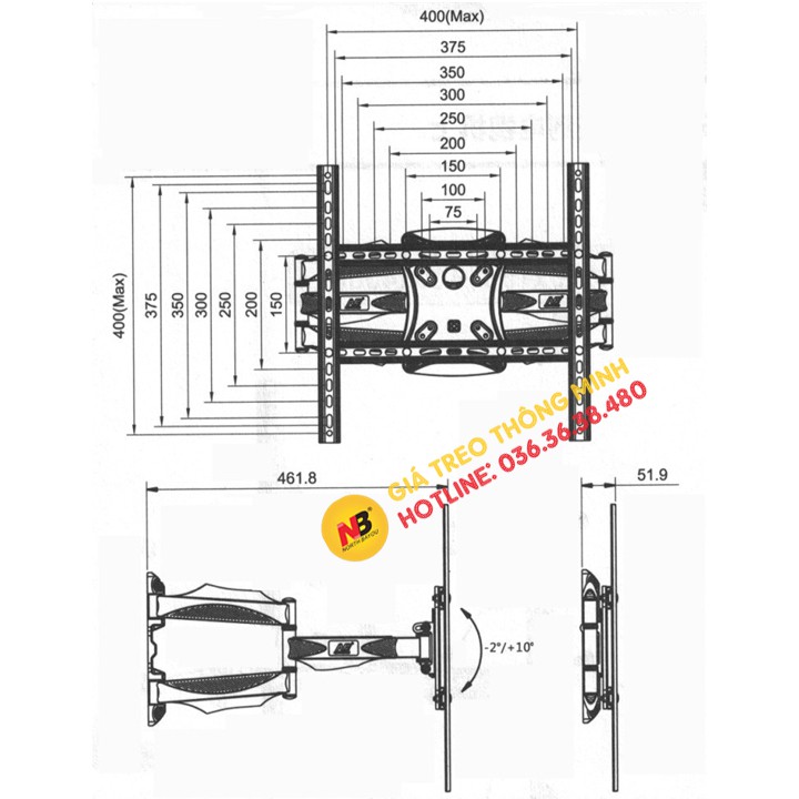 [Phiên Bản 2021] Giá treo tivi góc xoay đa năng 32 - 60 inch / 40 - 70 inch / 45 - 75 Inch Model: NB P5 - NB P6