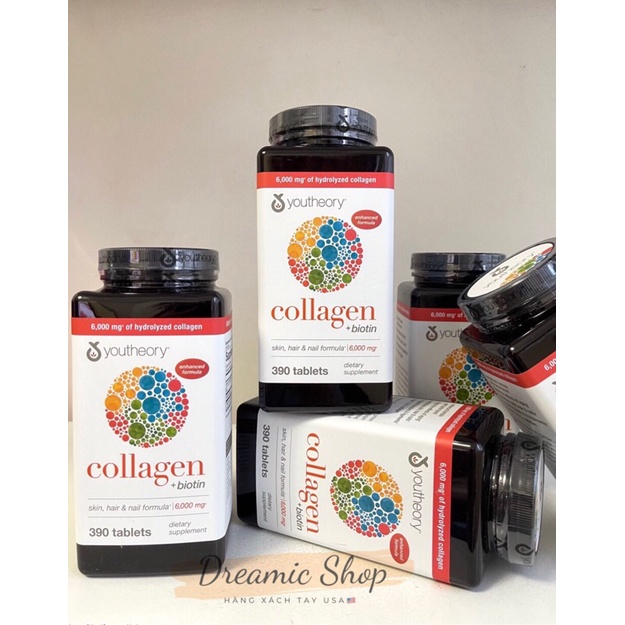 Viên Uống Youtheory Collagen Advanced 390 Viên collagen Type 1,2&3 - Mẫu mới