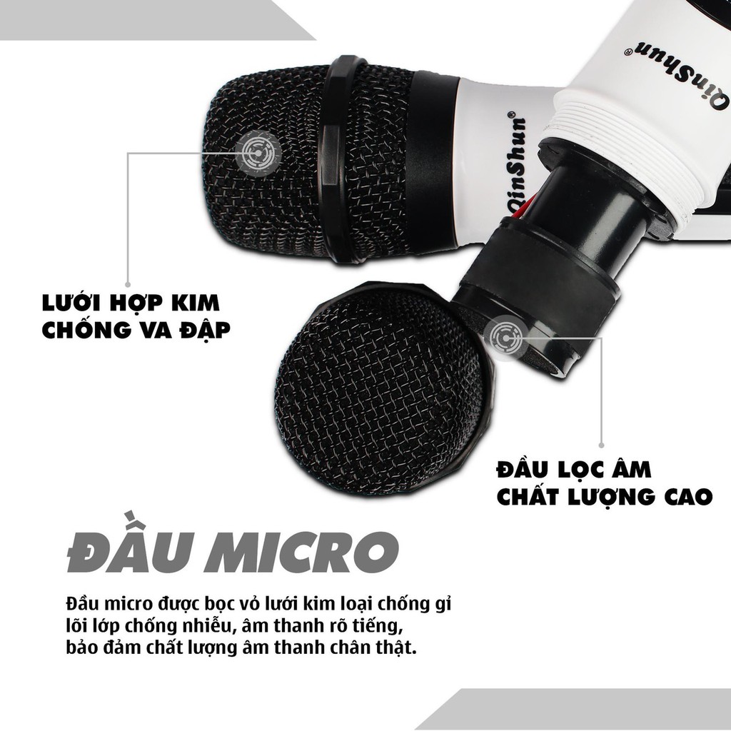 Micro Không Dây QinShun - CHÍNH HÃNG - Bảo hành 12 tháng - 1 đổi 1 trong vòng 7 ngày - Micro Không Dây Karaoke Cho Amly