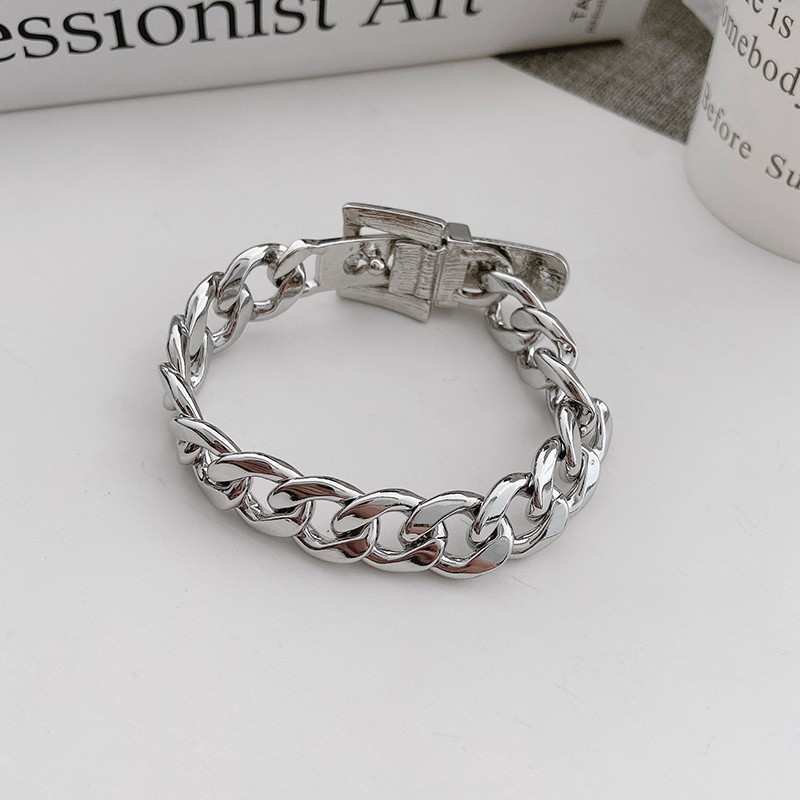 Vòng đeo tay bằng kim loại đơn giản phong cách thời trang Hip Hop