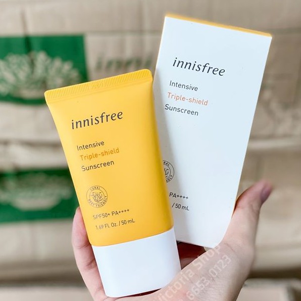 Kem chống nắng 💋FREESHIP💋 Kem chống nắng Innisfree Intensive Triple Care Sunscreen Spf 50 Pa++++ 50ml