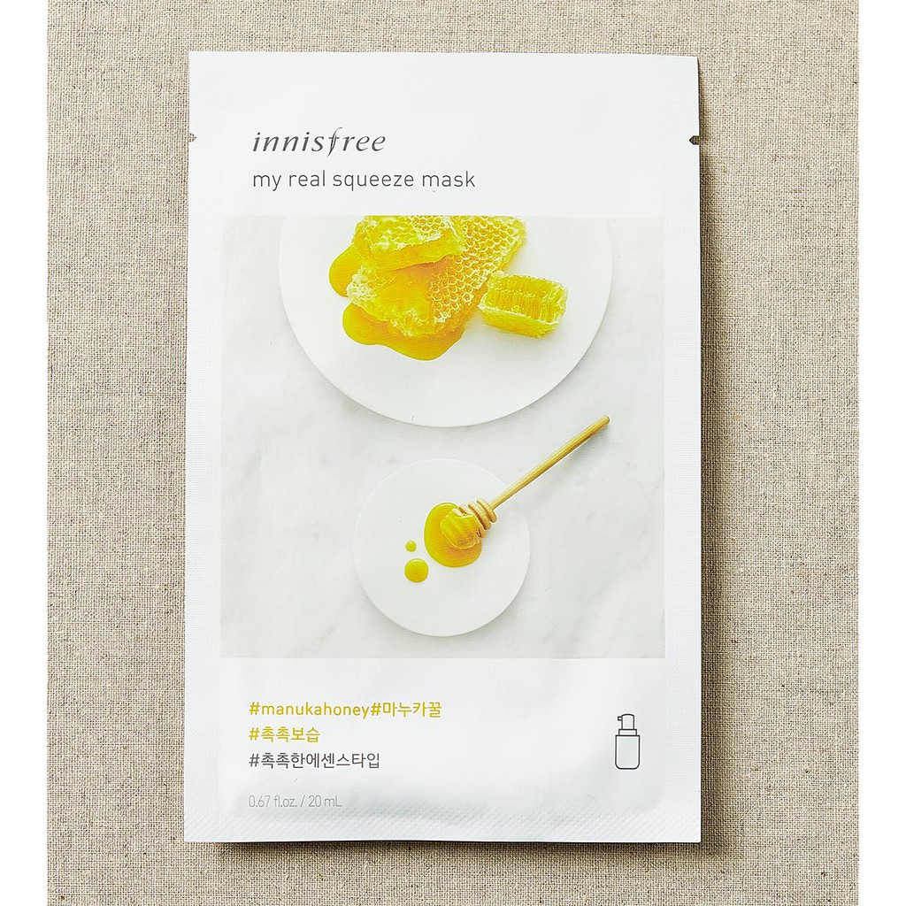 Mặt nạ giấy dưỡng ẩm & phục hồi da từ mật ong Innisfree My Real Squeeze Mask - Honey 20ml