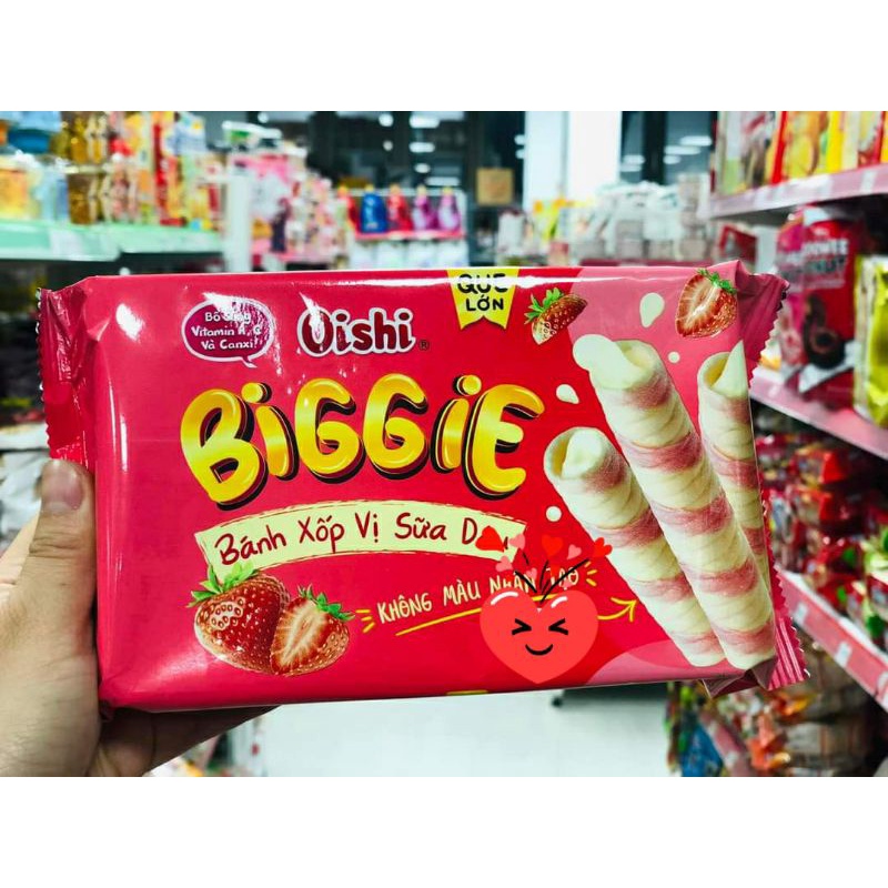 1 thùng = 20 bịch BÁNH XỐP VỊ DÂU/SÔCOLA OISHI BIGGIE 45G