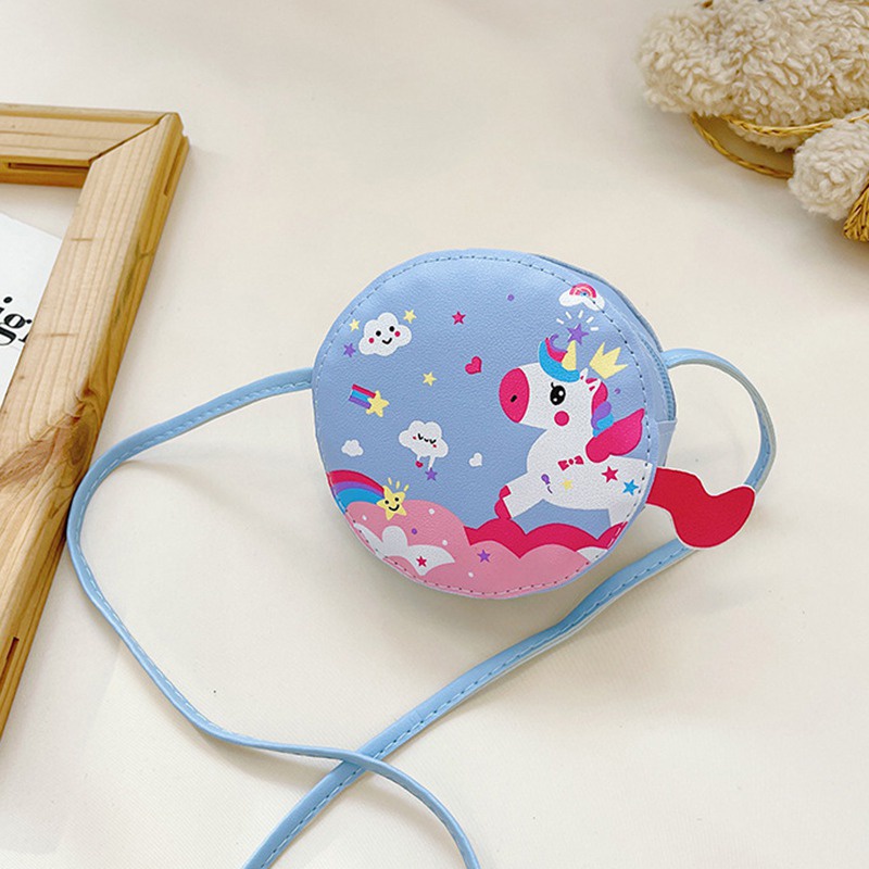 Túi đeo chéo mini bằng da PU in họa tiết hoạt hình dễ thương cho bé gái