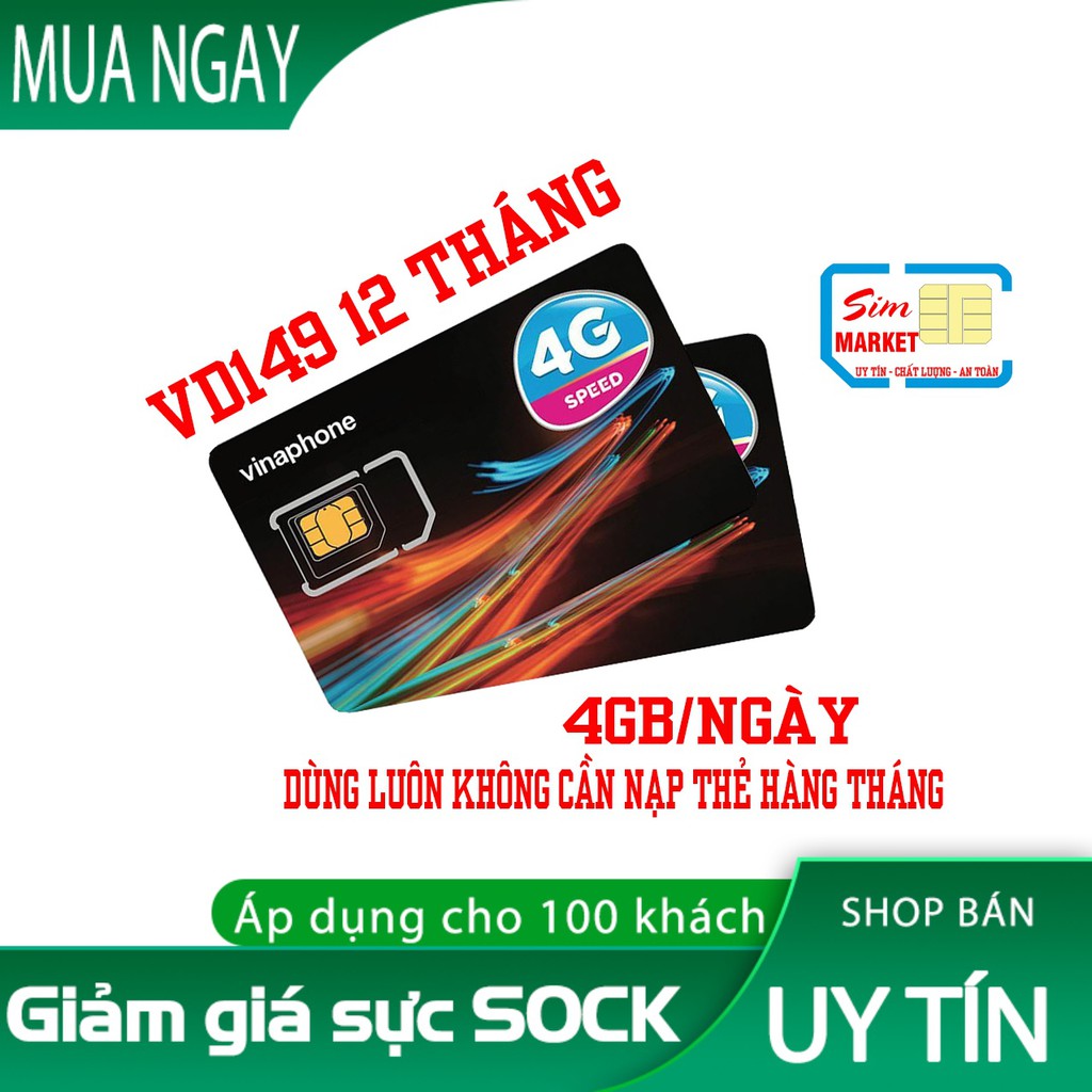 [SIÊU DATA] Sim 4G Vinaphone VD149 12 Tháng,Có 4Gb/Ngày Gọi Thoải Mái Nội Ngoại Mạng