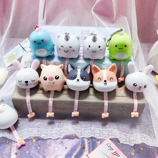 Móc khoá hình thú tròn kèm thước dây MK89 móc khoá cute dễ thương