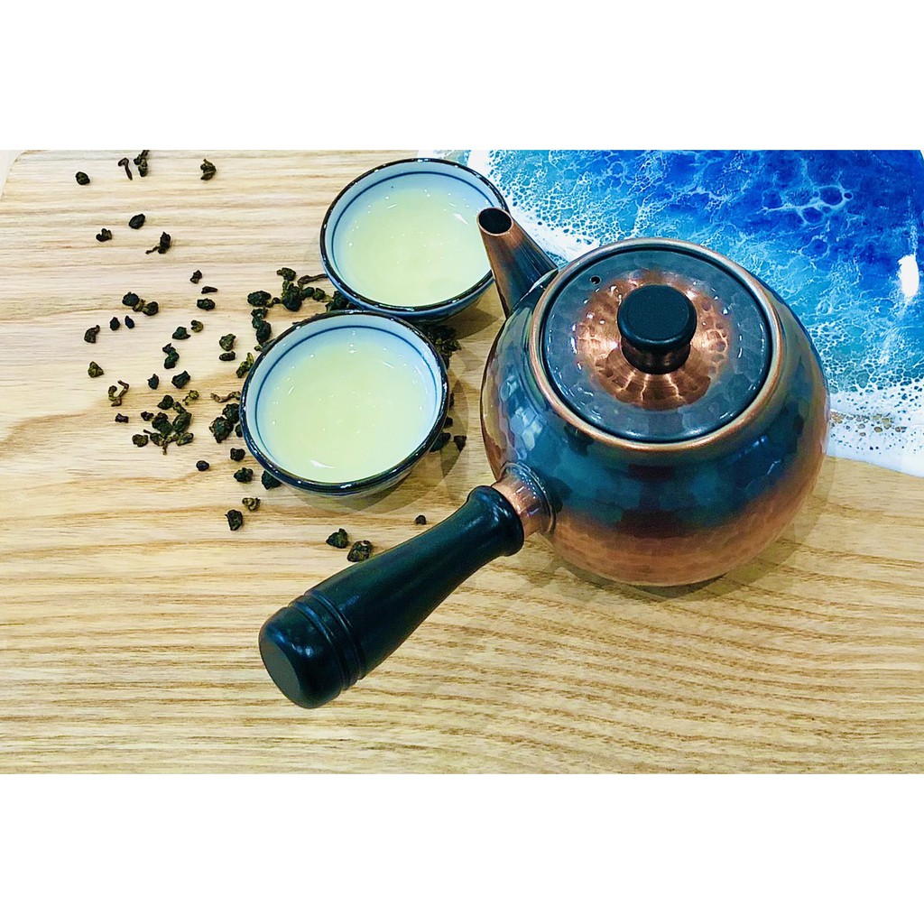 Ấm Đồng Đỏ Pha Trà HAMMERED Copper Nhật Bản | Tay Gỗ Ngang BC-201 | Ấm Pha Trà - Tạo Ion Bạc | Dung Tích 370ml