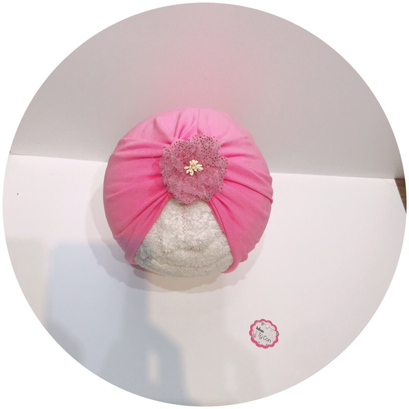 NÓN turban kèm hoa xinh xinh( hồng đậm-5/10kg)