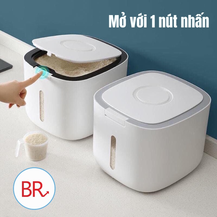 Thùng Đựng Gạo Thông Minh 5 Lít Chống Ẩm Chống Côn Trùng - Thùng Đựng Thực Phẩm Nắp Bật Cao Cấp Br 01687