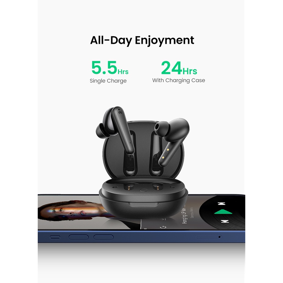 HiTune T1 Bluetooth 5.0 Tai nghe không dây 4 mic Chống ồn màu đen cao cấp UGREEN 80651