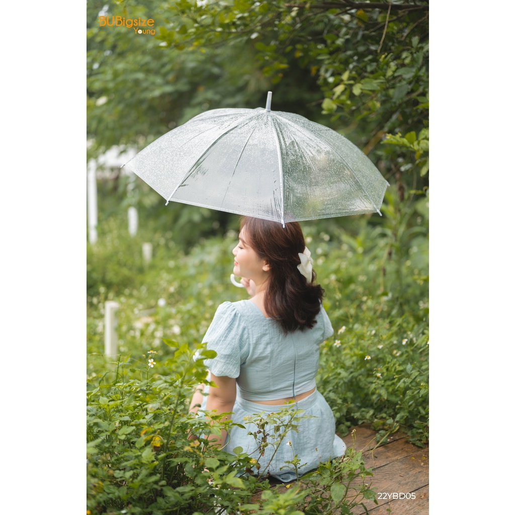 Set áo croptop tay bồng + Chân váy dáng a BIGSIZE (55kg đến 95kg) - 22YBD05 - BU Bigsize Young