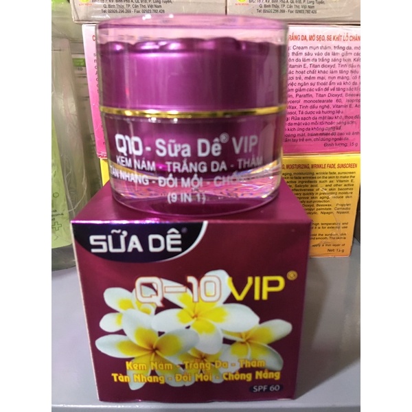 Kem Q10 Sữa Dê 9 tác dụng VIP nám-trắng da-mờ thâm-chống nắng hủ 30g