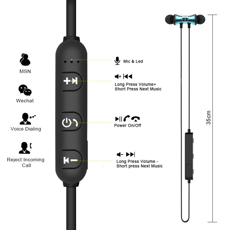 Tai Nghe Thể Thao Không Dây Bluetooth Chống Nước Có Mic