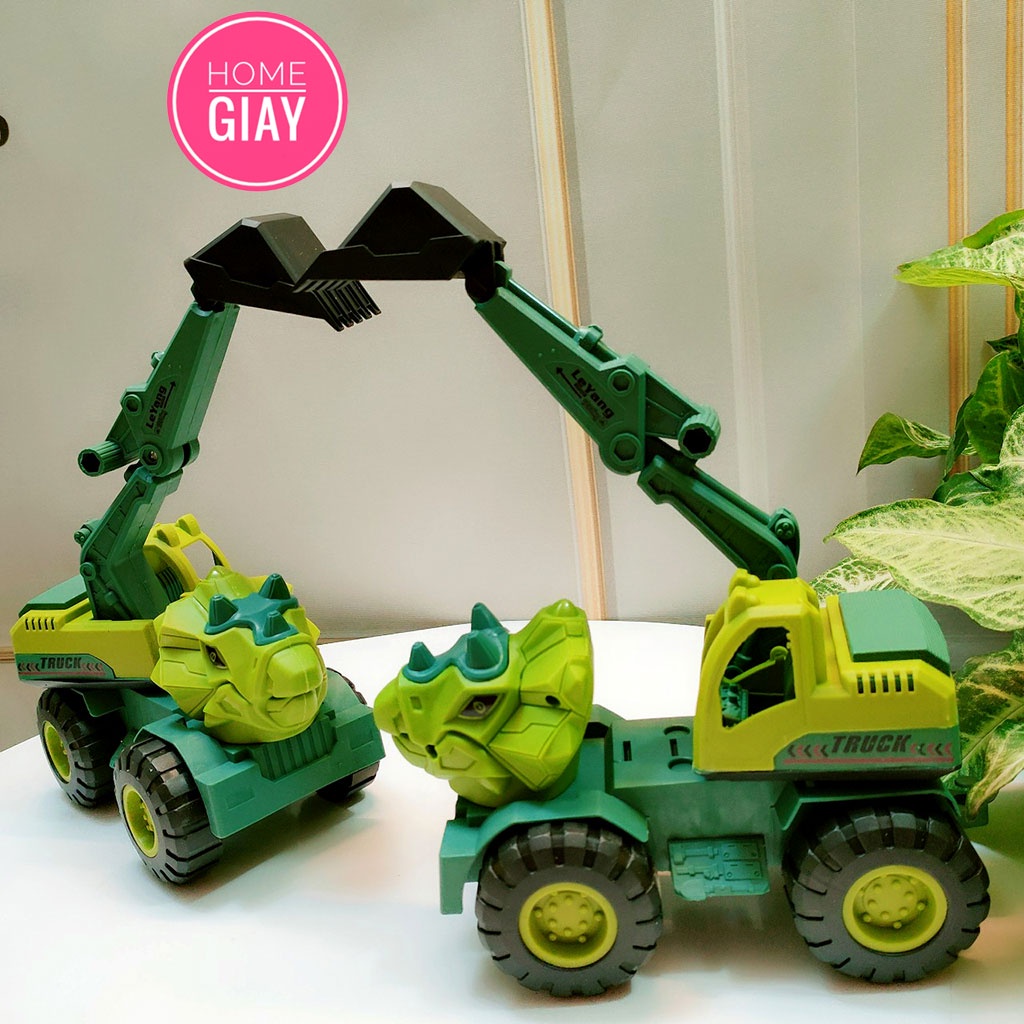 Đồ chơi xe ô tô khủng long máy xúc Home giay trẻ em, bộ đồ chơi nhiều con khủng long