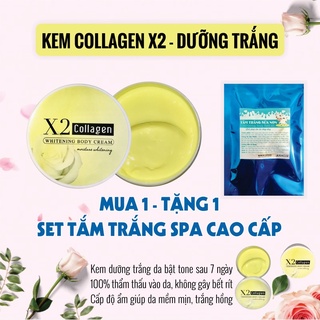 Mua 1 tặng 1 | x2 collagen | kem body dưỡng trắng cao cấp + tắm trắng spa cao cấp