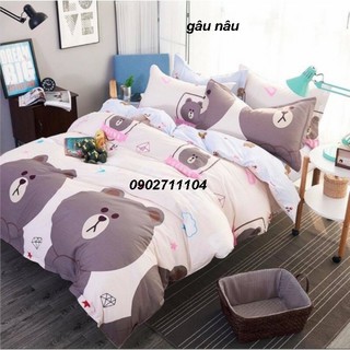 Bộ ga cotton gấu nâu