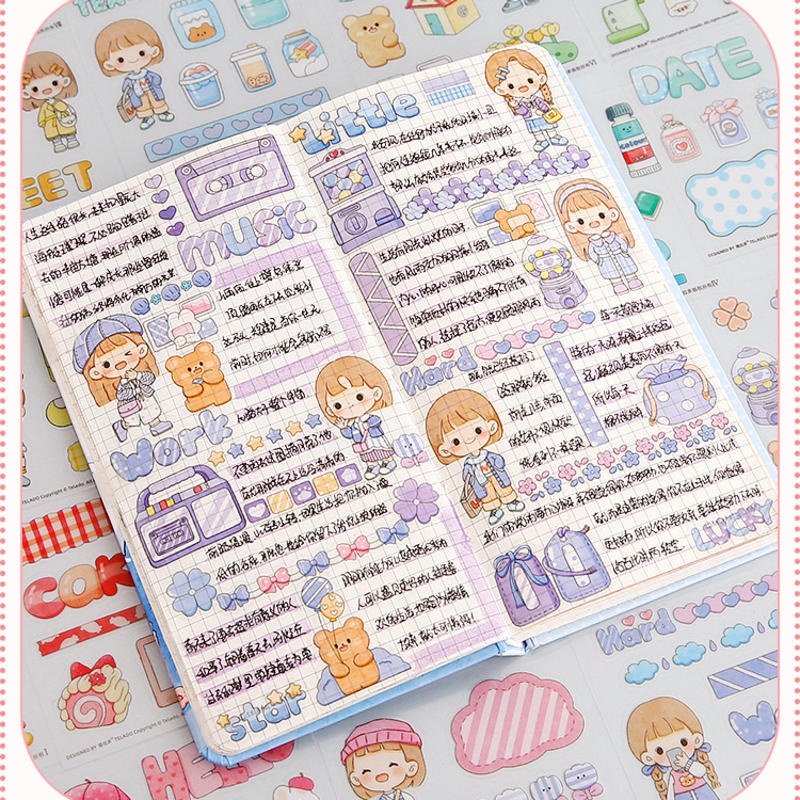 ⭐ iLado ⭐【10PCS】 Không Thấm Nước Nhãn telado Hình Dán Cute Sticker Dễ Thương Tập Vở Sổ Sticker Trang Trí Sổ Hình Dán Sticker Trang Trí Sổ Dán Sổ Lưu Trữ Sticker Hiểm Bộ Sticker Nhãn Dán Sổ Chiết Lưu Trữ