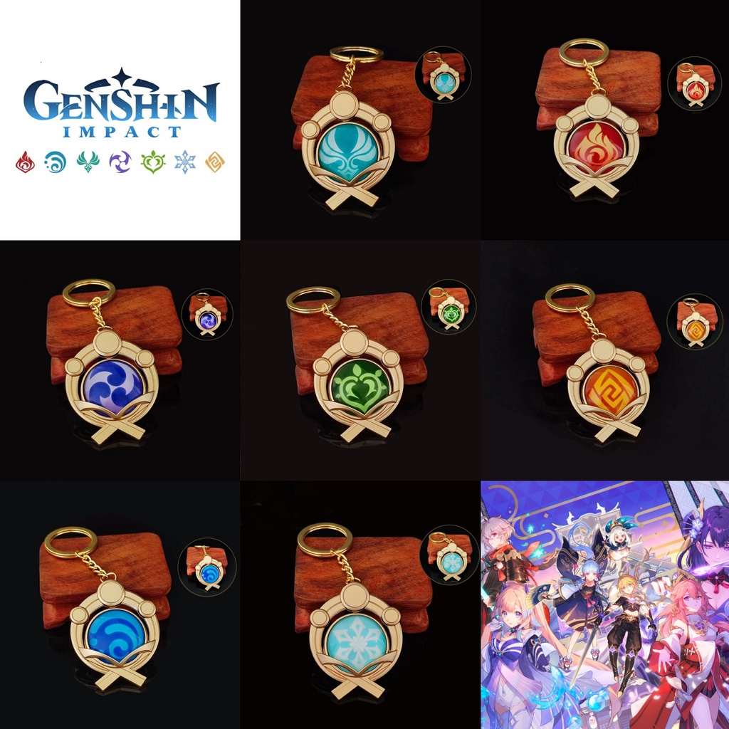 (dạ quang) Móc khóa kim loại Nguyên Tố Vision GENSHIN IMPACT Đế Đô INAZUMA game anime chibi xinh xắn