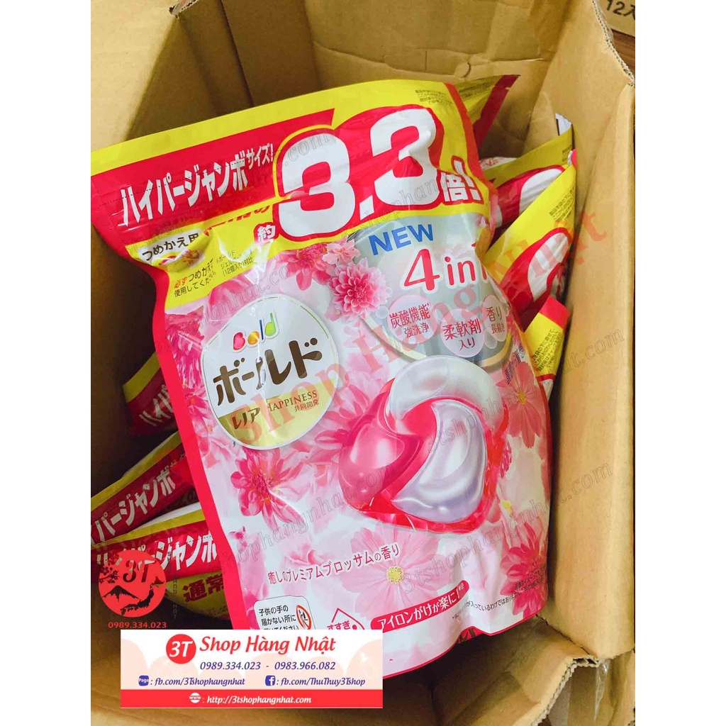 Viên giặt xả 4 trong 1 BOLD Gel Ball hương hoa - Nhật Bản