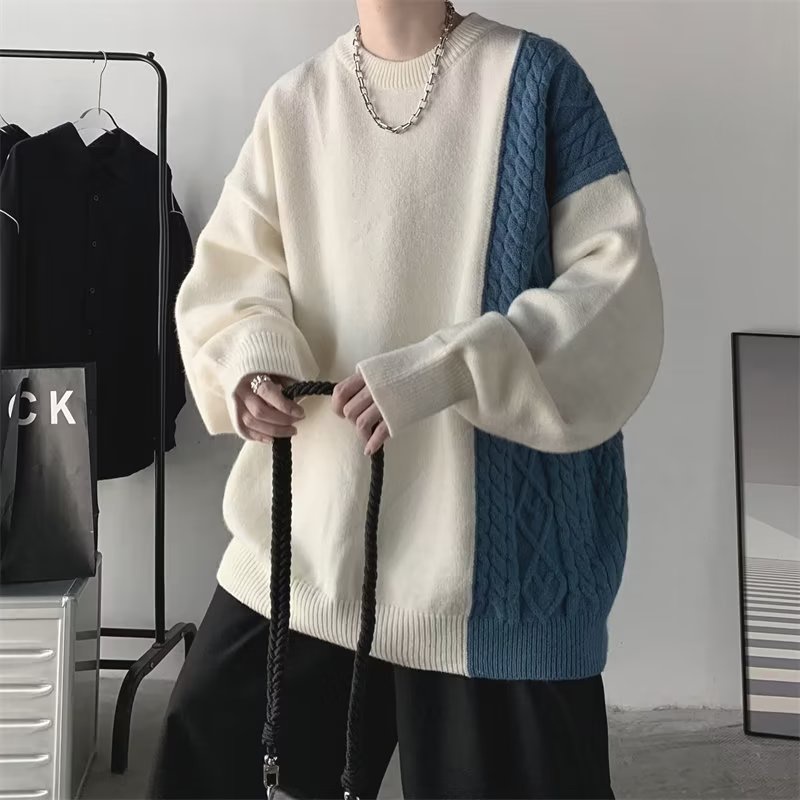 Áo Sweater Dệt Kim Tay Dài Dáng Rộng Cổ Tròn Thời Trang Mùa Đông Cho Nam Giới Size S-3XL