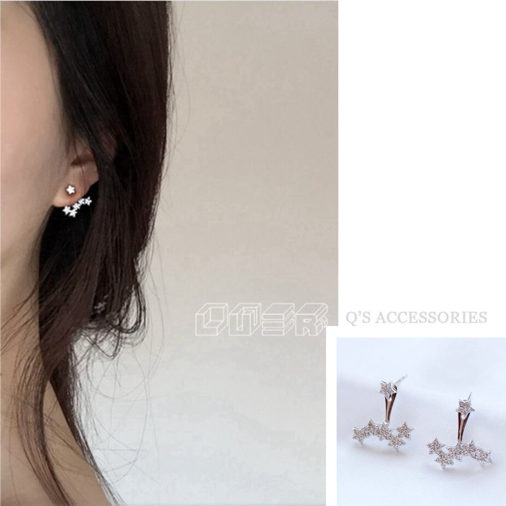 Khuyên tai bạc 925 ngôi sao đính đá chốt bi vặn bông treo nam nữ S925 STAR Silver Earrings QA SILVER EA211001