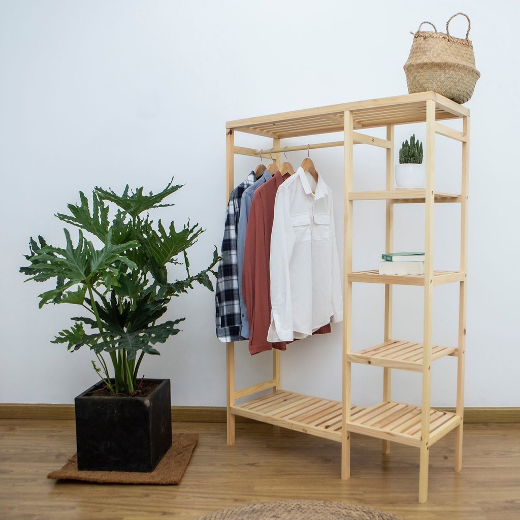 Tủ Treo Quần Áo Gỗ Thông Đa Tầng Sea Decor Siêu Bền