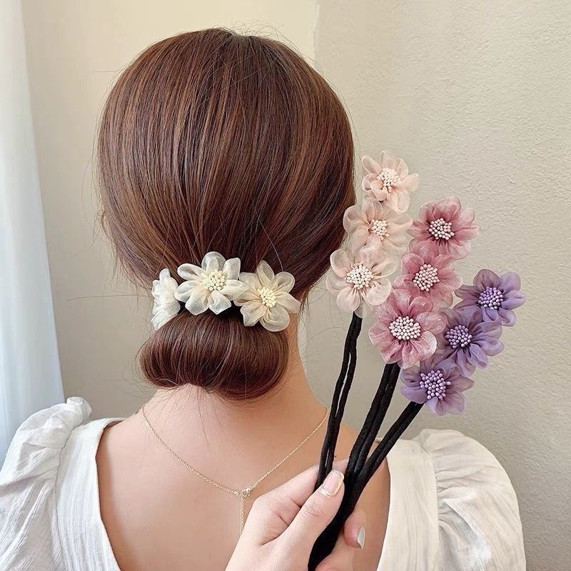 Dụng Cụ Búi Tóc Đính Hoa Xinh Xắn Dành Cho Nữ