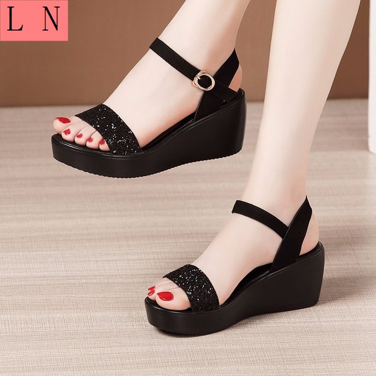Giày Sandal Mùa Hè Năm 2021 Đế Xuồng Dày Quai Ngang Có Quai Hậu Dày Dặn Hợp Thời Trang Cho Nữ