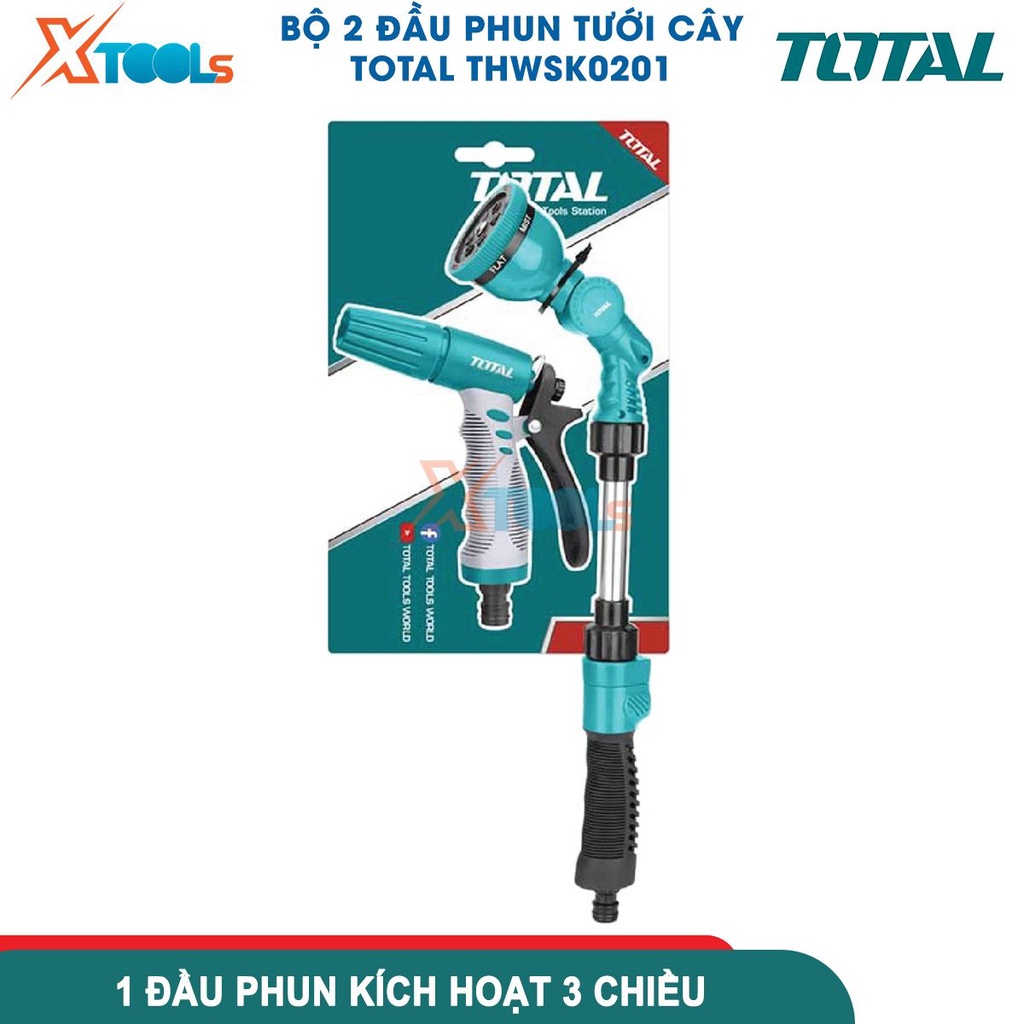 Bộ 2 đầu phun nước 3 chiều và 6 chiều Total THWSK0201 nhựa ABS chống va đập cao với TPR, tay cầm cách điện - CHÍNH HÃNG