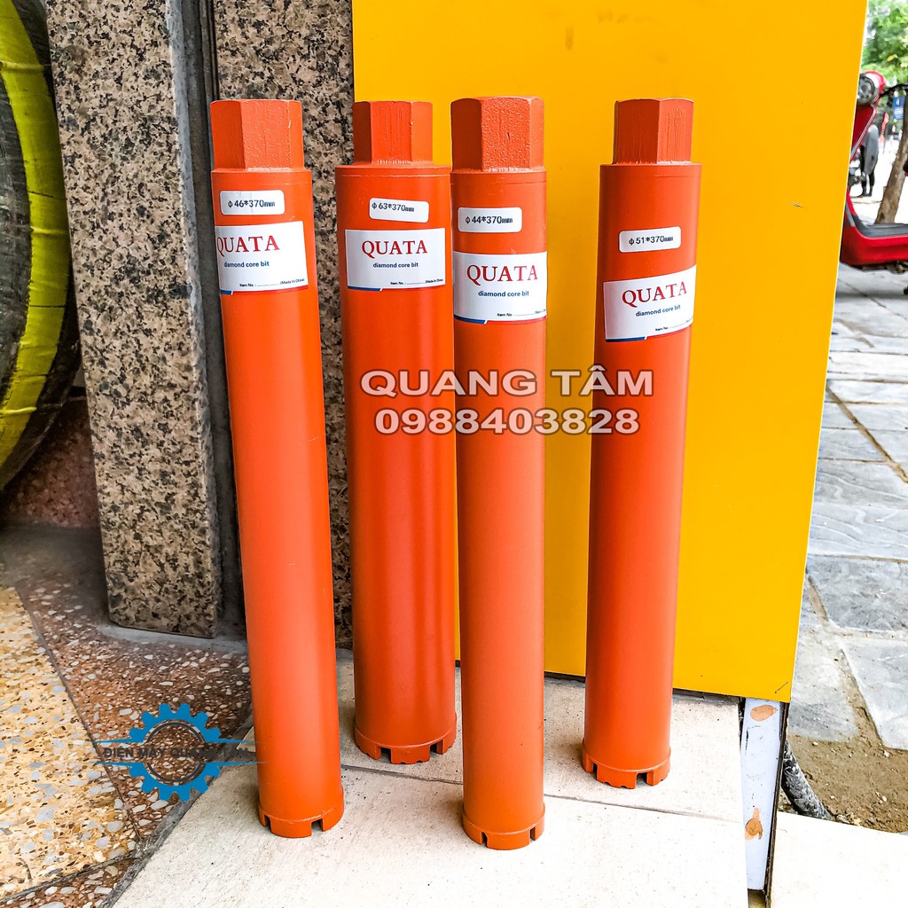 Mũi Khoan Rút Lõi Bê Tông phi từ 40 - 44 - 46 - 51 - 56 - 63 mm x 370mm QUATA