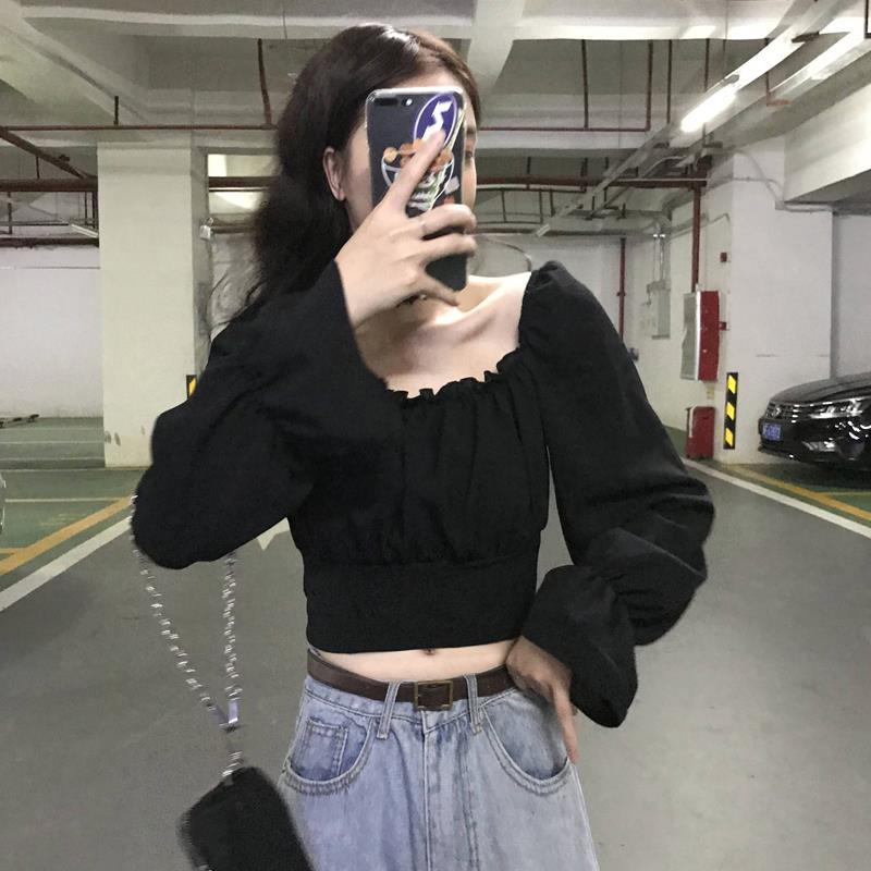 Áo cổ vuông phong cách retro Hàn Quốc 2020 sành điệu cho nữ