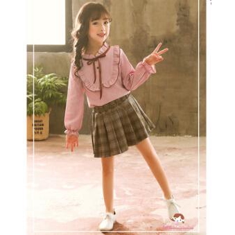 Áo cổ bèo phối nơ tay dài thời trang cho nữ