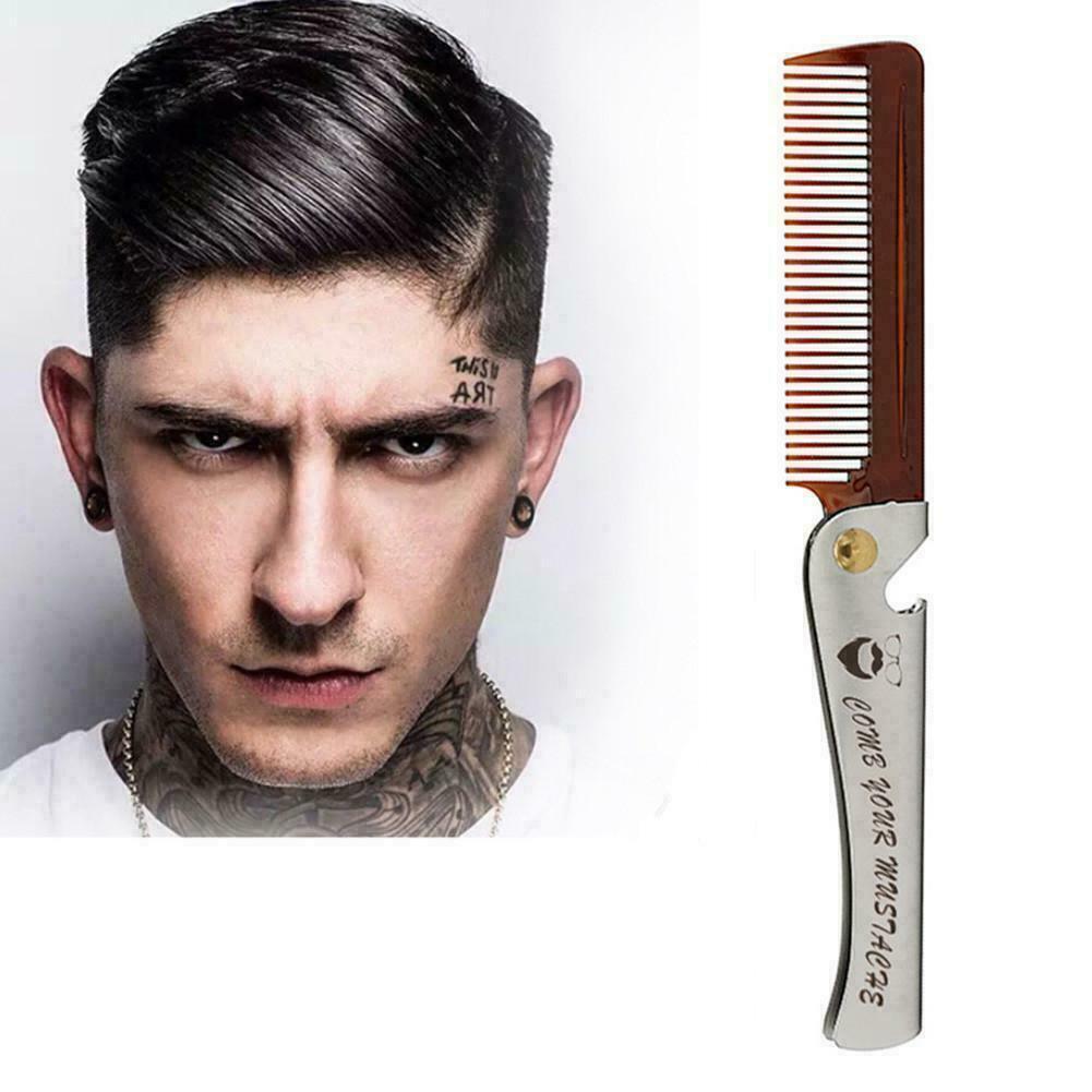 Lược chải dạng gấp bằng thép không gỉ tiện lợi dành cho nam S9H3