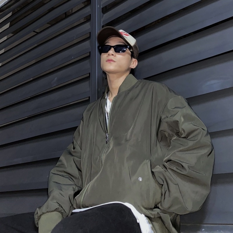 Áo khoác bomber rêu - olive bomber jacket