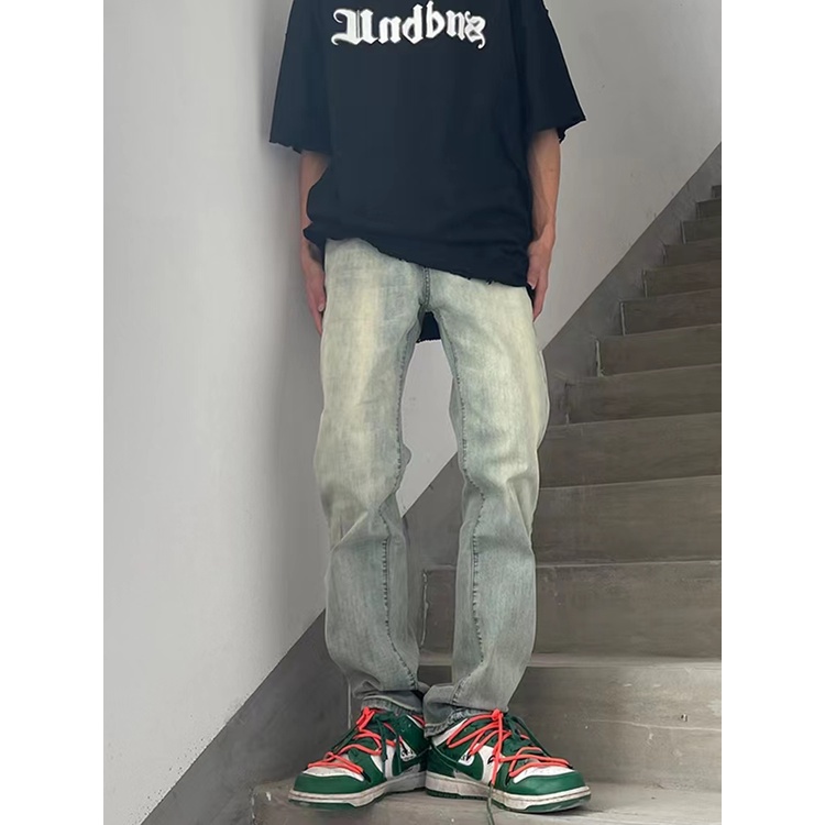 Quần jean ôm retro unisex quần đen hiphop Màu Trơn quần jean trắng oversize Quần hiphop trẻ tuổi quần jean bé trai