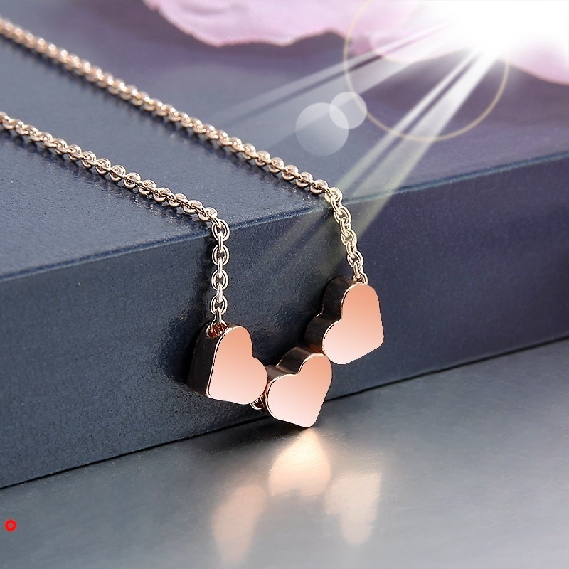 Vòng cổ choker mặt ba trái tim màu vàng hồng thời trang cho nữ