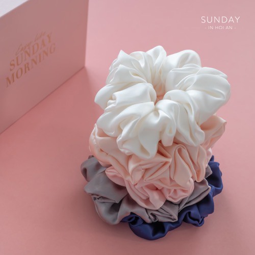Buộc Tóc Lụa Cao Cấp SUNDAY 100% Mulberry Ngăn Ngừa Xơ Rối Tóc - Size L| Mulberry Silk Hair Scrunchie Size L - SUNDAY