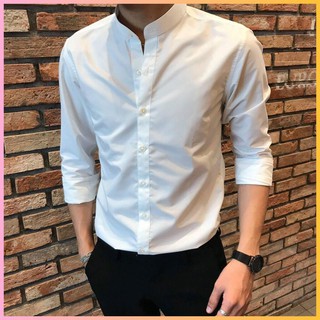 Áo sơ mi nam trắng chuẩn soái ca - Áo sơ mi nam cổ tàu dài tay